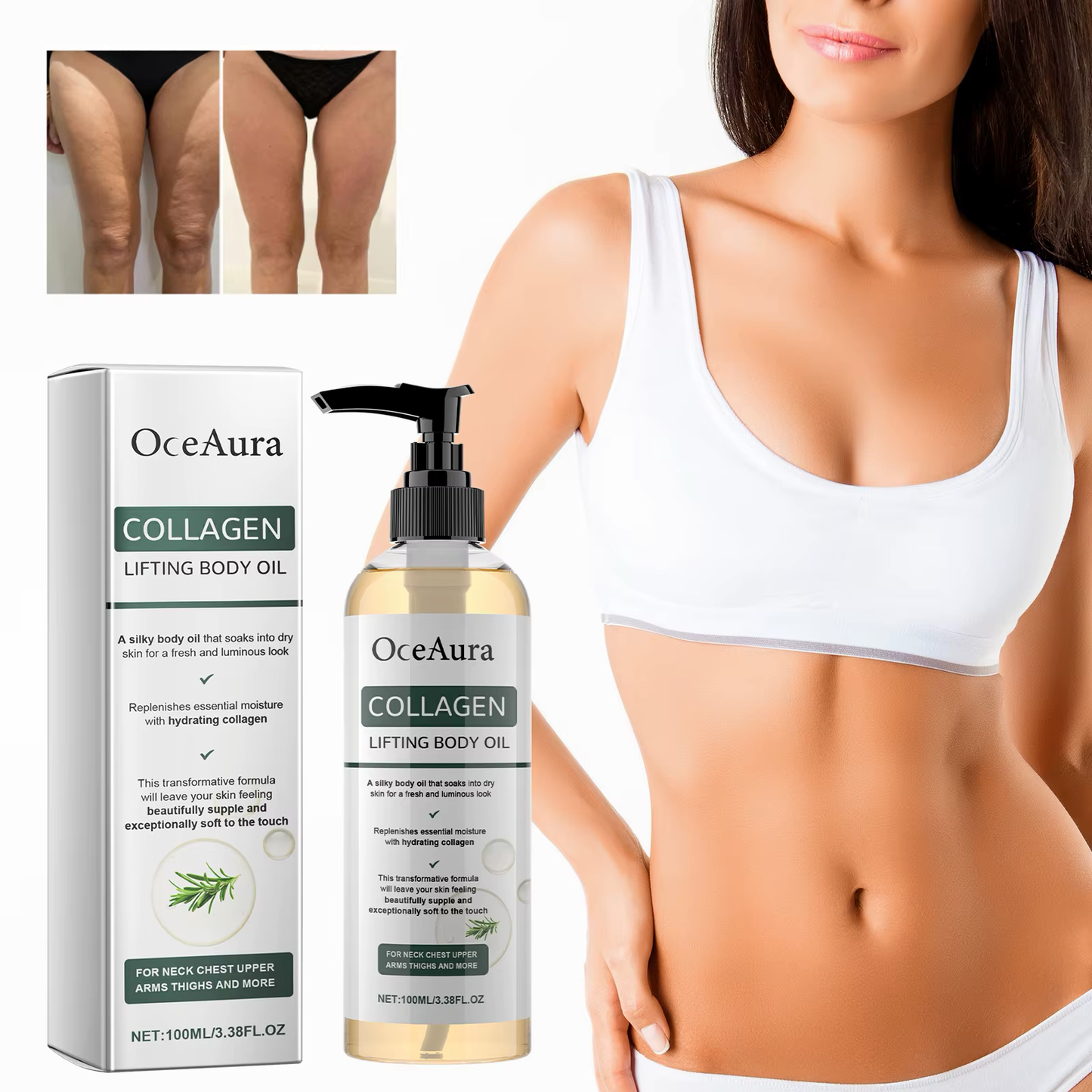 Collagen Firming Body Oil Deep Hydration Moisturising Firming Arm Belly ＆ Excess Fat Whole Body Skin Massage Essential Oil 100ml
